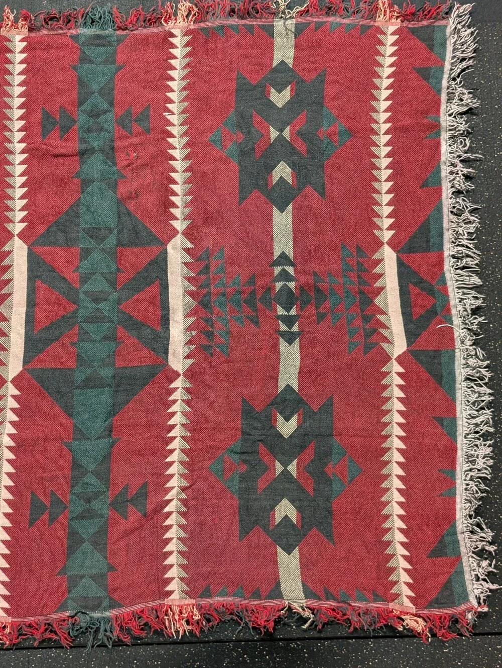 Vintage Crown Craft Aztec Southwest Throw Blanket 5'x4' Made in USA